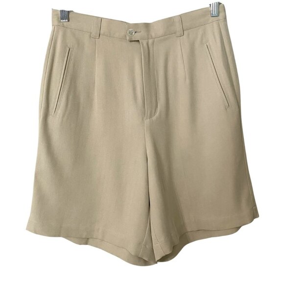 Tommy Bahama Pants - TOMMY BAHAMA WOMEN'S 100% SILK BEIGE HIGH-WAISTED PLEATED SHORTS - 10